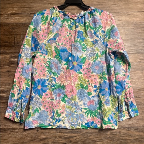 J. Crew Floral Blouse in Pastel Blue, Pink, and Green - Picture 2 of 6